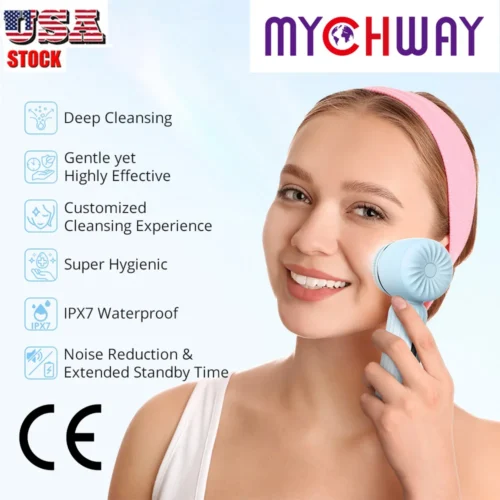 IPX7 Waterproof Ultrasonic Facial Cleansing Brush – Rechargeable Exfoliator for Men & Women